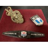 A ROYAL BRITISH LEGION BRASS GRILLE BADGE AND TWO MINI BADGES