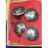 TWO PAIRS OF SIAM SILVER CUFFLINKS IN A PRESENTATION BOX