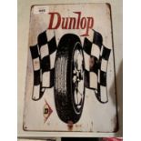 A VINTAGE STYLE DUNLOP TYRES MAN CAVE TIN METAL RETRO SIGN 20X30CM