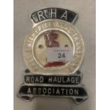 A METAL 'R H A' ROAD HAULAGE ASSOCIATION PLAQUE