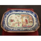 AN 18TH CENTURY CHINESE EXPORT PLATE 27CM X 18.5CM X 2.5CM