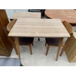 A FORMICA TOP KITCHEN TABLE AND TWO CHAIRS