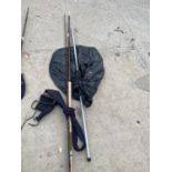 A SPLIT CANE FISHING ROD AND A LANDING NET