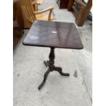 A STAINED BEECH VICTORIAN STYLE TRIPOD TABLE, 17" SQUARE