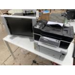 TWO PRINTERS AND A 20" WHARFEDALE MONITOR TO INCLUDE A DELL AND A HP PRINTER/COPIER BELIEVED IN