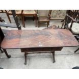 A REPRODUCTION MINIATURE MAHOGANY SOFA TABLE