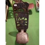 AN AFRICAN RHINO CARVED TRIBAL HARDWOOD BIRTHING CHAIR 70CM