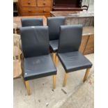 FOUR HABITAT (OSLO) FAUX LEATHER DINING CHAIRS ON OAK LEGS