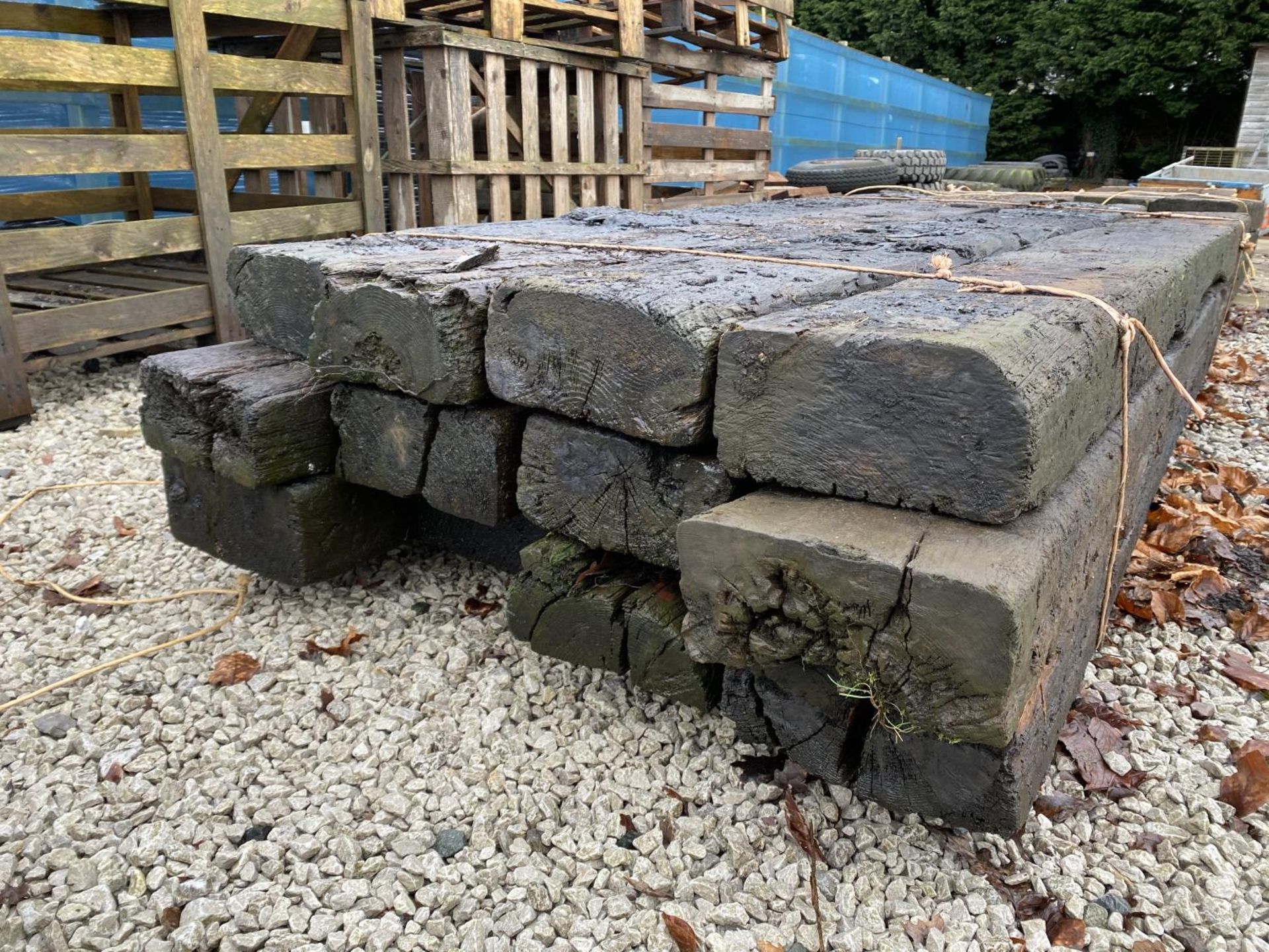 TWELVE EX RAILWAY SLEEPERS 8' 6" LONG NO VAT - Image 3 of 3