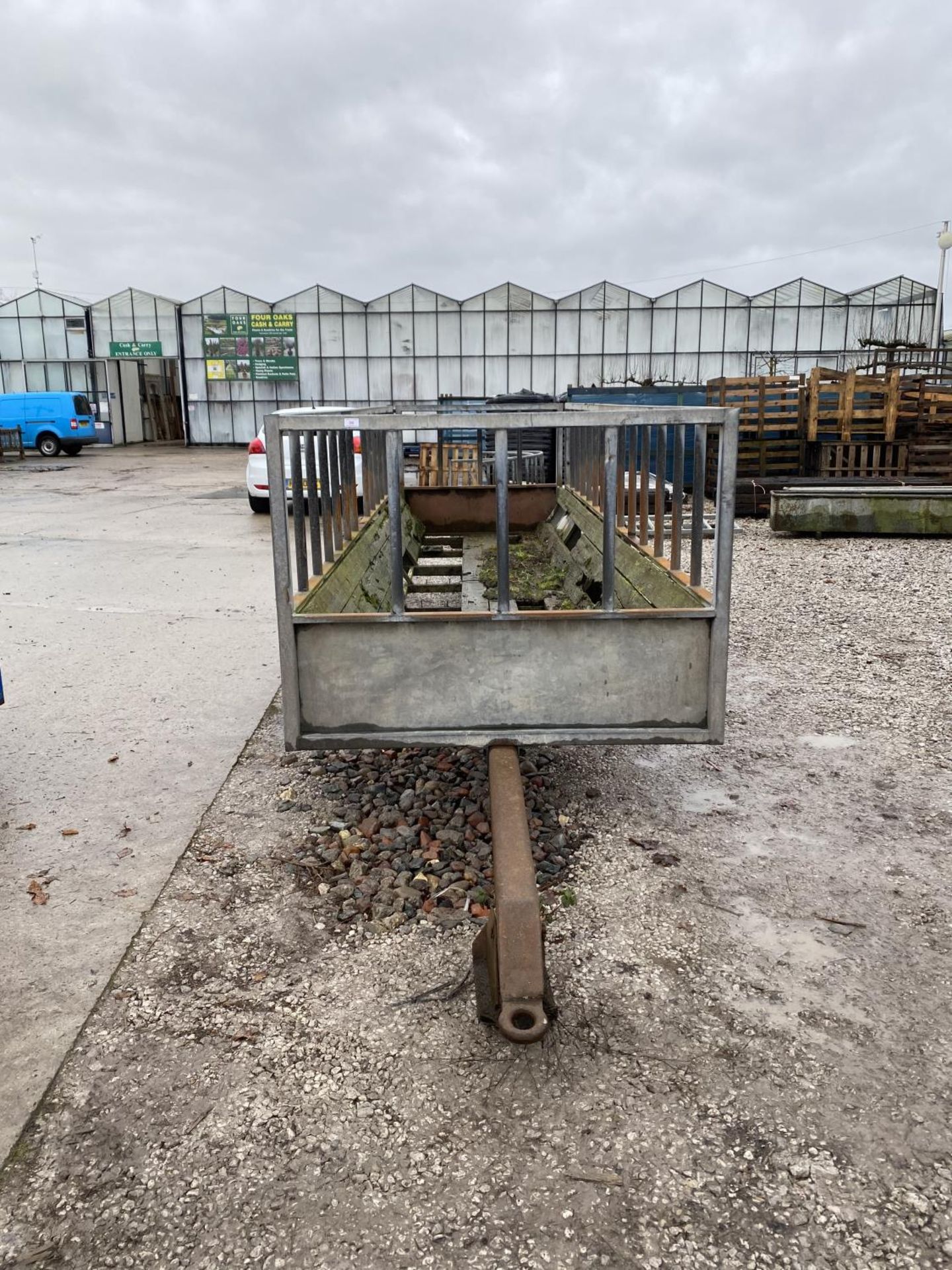 A 16" 7" (5MTR) FEED TRAILER WITH FIXED DRAW BAR NO VAT