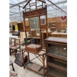 A VICTORIAN BAMBOO HALL STAND WITH EMBOSSED FOLIATE DECORATION AND MIRROR BACK