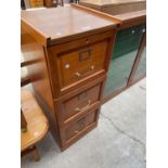 A MODERN THREE DRAWER FILING CABINET WITH BRASS HANDLES, 16" WIDE