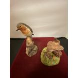 TWO RENAISSANCE BRITISH BIRD FIGURINES TO INCLUDE A ROBIN AND A WREN