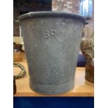 A VINTAGE BRITISH RAIL GALVANISED STEEL BUCKET