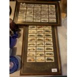 TWO FRAMED COLLECTIONS OF WILLS CIGARATTE CARDS AND MORNING FOODS LTD