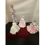 FOUR ROYAL DOULTON FIGURINES (SECONDS) TO INCLUDE, TENDERNESS, CHARLOTTE, HEATHER AND REBECCA