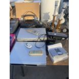 AN ASSORTMENT OF ELECTRICALS TO INCLUDE A TOSHIBA DVD PLAYER, TABLE LAMPS AND ROBERTS RADIO ETC