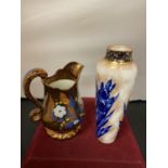 TWO ITEMS OF ROYAL DOULTON TO INCLUDE A JUG AND A VASE (BOTH A/F SEE PHOTOS)