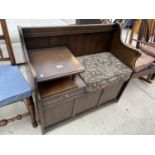 AN OAK TELEPHONE TABLE/SEAT