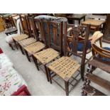 FIVE ART NOUVEAU RUSH SEATED BEDROOM CHAIRS