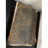 A LARGE HEAVY VINTAGE FAMILY BIBLE (42X30X10CM) - SPINE REQUIRES REPAIR