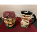 TWO TOBY JUGS TO INCLUDE AN OLD STAFFORDSHIRE AND A JOLLY ROGER