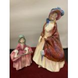 TWO ROYAL DOULTON FIGURINES TO INCLUDE BO PEEP HN1811 AND PAISLEY SHAWL (A/F SEE PHOTO)