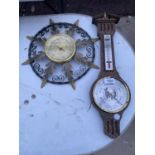 A VINTAGE COMITTI OF LONDON BEROMETER AND A FURTHER DECORATIVE BEROMETER