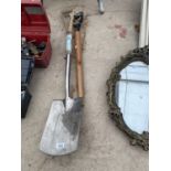 A STAINLESS STELL FAITHFULL SPADE AND A FURTHER SPADE HANDLE