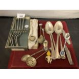VARIOUS ITEMS OF FLATWARE TO INCLUDE SILVER PLATE