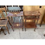 TWO ITALIAN OCCASIONAL TABLES WITH PROFUSELY INLAID TOPS