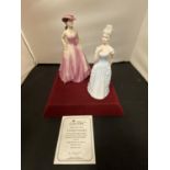 TWO COALPORT FIGURINES - EVENING PROMANADE WITH BOX AND CERTIFICATE AND LADIES OF FASHION EMMA (A/