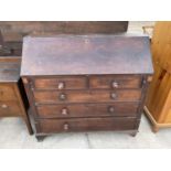 A GEORGE III MAHOGANY AND INLAID BUREAU WITH FITTED INTERIOR, 45" WIDE