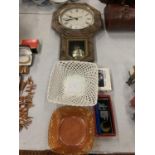 AN ASSORTMENT OF ITEMS TO INCLUDE WALL CLOCK, MARY ROSE PAPERWEIGHT ETC
