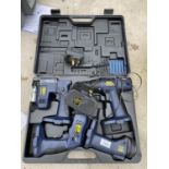 A POWER CRAFT POWER TOOL SET TO INCLUDE DRILL AND JIGSAW ETC