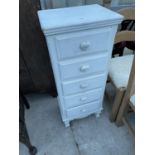 A MODERN PAINTED FIVE DRAWER CHEST, 16" WIDE