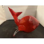 A LARGE RED MURANO STYLE GLASS FISH ORNAMENT