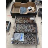 A LARGE QUANTITY OF ASSORTED SCREWS AND NAILS