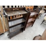 TWO EARLY 20TH CENTURY OPEN OAK BOOKSHELVES