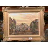 AN ORIGINAL OIL ON BOARD DEPICTION OF A VICTORIAN STREET SCENE BY NORTHERN BRITISH ARTIST PETER