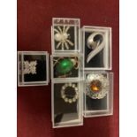 SIX BROOCHES TO INCLUDE THREE MODERN, ONE SCOTTISH AND ONE VINTAGE DIAMANTE