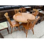 A MODERN DINING TABLE AND FOUR CHAIRS - 44" DIAMETER