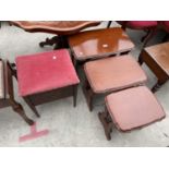 A MODERN NEST OF THREE TABLES AND A SEWING BOX