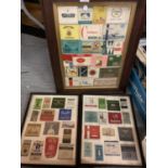A COLLECTION OF VINTAGE CIGARETTE PACKETS IN THREE FRAMES