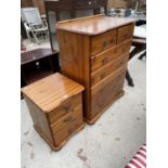 A MODERN PINE CHEST OF TWO SHORT AND FOUR LONG DRAWERS TOGETHER WITH A SMALLER CHEST