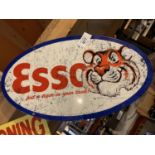 AN OVAL TIN METAL GARAGE/MAN CAVE SIGN 'ESSO'