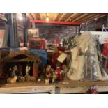 A COLLECTION OF CHRISTMAS DECORATIONS TO INCLUDE NATIVITY SET
