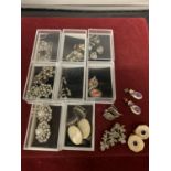 SIXTEEN PAIRS OF VINTAGE SILVER TONE EARRINGS - SOME POSSIBLY SILVER
