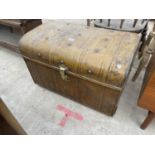 A METALWARE TRAVELLING TRUNK, WITH BRASS CLASP