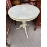 A MDOERN CREAM PAINTED TRIPOD TABLE, 23" DIAMETER